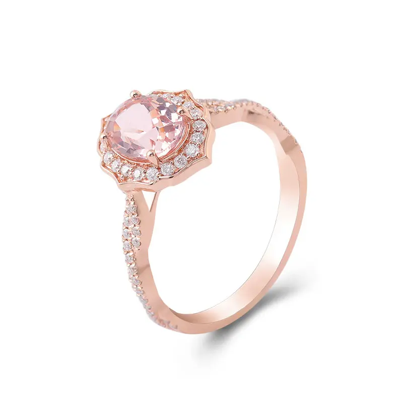 14 Karat Roségold Frauen Ring mit rosa Saphir Stein für Verlobung liebhaber Überraschung geschenk