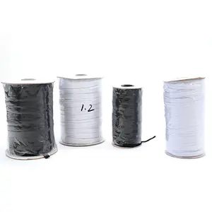 Custom 3mm-12mm Flat Black White Rubber Braided Knitted Elastic Band