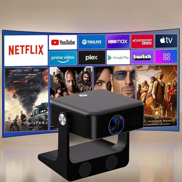 4K Smart Google TV Projector Android WiFi  Portable Home Theater LCD Projector With Remote