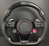 Volant en cuir perforé en fibre de carbone avec logo RS et bouton de démarrage rouge pour Audi A5/A7/Q5/Q3 - Amélioration personnalisée