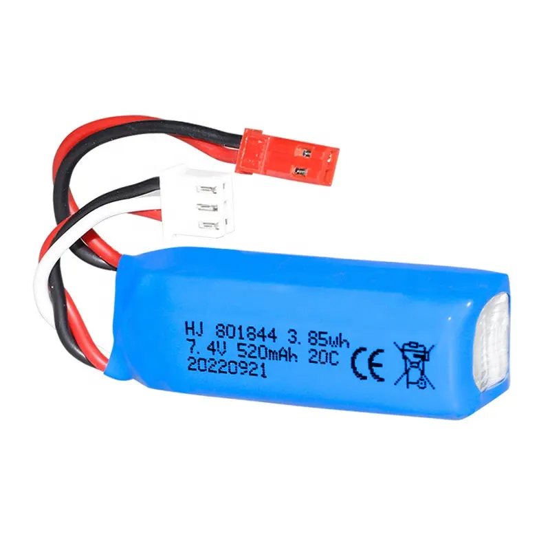 High quality lithiumm ion 801844 2S 7.4V 520mah 20C rechargeable high rate battery for RC car Drone