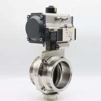 Vanne papillon électrique à trois colliers DN50 en acier inoxydable 304 pour pipeline de transformation laitière et de boissons sanitaires