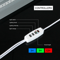 Lampe de culture pour plantes d'intérieur, spectre rouge + bleu, gradation, minuterie, projecteur en aluminium réfléchissant T5, LED pour la floraison