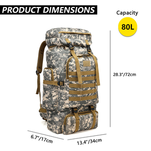 Mochila Táctica Deportiva de Gran Capacidad, 80L, Diseño de Camuflaje Impermeable, para Senderismo, Viajes Casuales, Escalada - Product Image 3