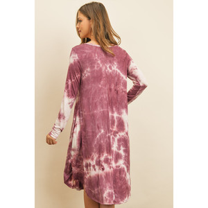 Abito midi tie-dye con scollo a V e orlo arrotondato - Product Image 6