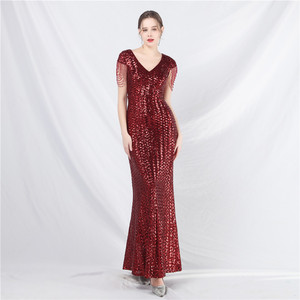 Robe de soirée S1770N 2026, nouvelle robe élégante à paillettes, style socialite, manches longues ou courtes, queue de poisson, antistatique - Product Image 2