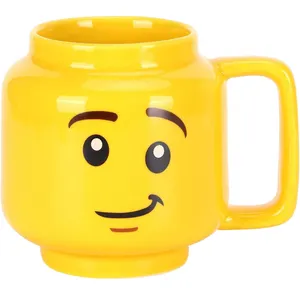 250 मिलीलीटर सिरेमिक लेगो मग प्यारा पानी पीला छोटे आदमी का सिर मग मुस्कुराता हुआ चेहरा कार्टून मग दोस्तों के बच्चों के लिए
