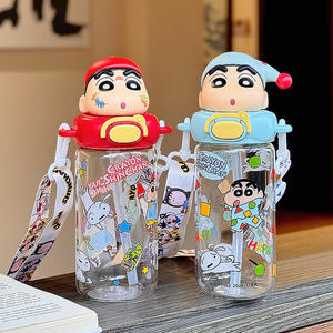 Vaso de agua de vidrio Crayon Shin Chan de 500 ml con pajita, diseño de dibujos animados para niños y estudiantes, regreso a clases, primavera 2025 - Product Image 2