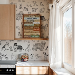 <span class=keywords><strong>Papier</strong></span> <span class=keywords><strong>peint</strong></span> autocollant en PVC amovible pour enfants, motif <span class=keywords><strong>chien</strong></span> de dessin animé noir et blanc, brillant, résistant à l'humidité, pour chambre - Product Image 4