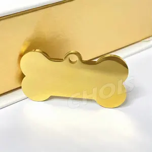 Logotipo personalizado sublimación en blanco Metal nombre de la mascota ID código QR Etiqueta de perro para grabar collar etiquetas de perro de acero inoxidable