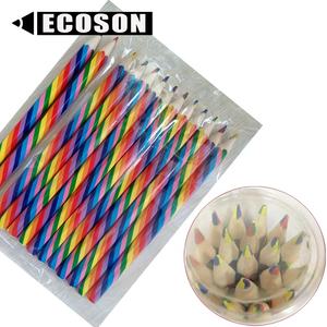 Pensil Multi Warna, Heksagonal Pensil Warna Air Jumbo Pensil Kayu 4 Warna Dalam 1 Timah Pensil Warna Pelangi Jumbo - Product Image 4