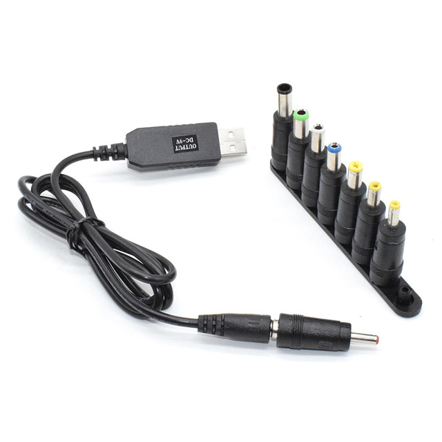 USB Power Boost Cable DC 5V Step up to 8.4V 9V 12V Voltage Converter Booster Cable with 8kinds DC Female to Male Adapters