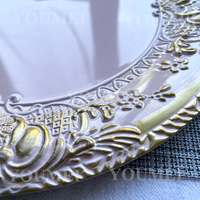 Assiettes de Présentation Rondes Rose Élégantes Baroque en Relief pour Mariage – Décoration de Table de Luxe en Plastique