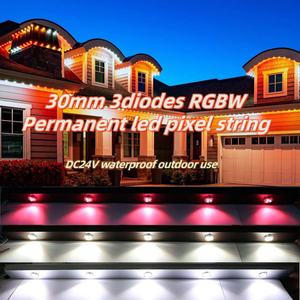 Trou Vente Étanche X-Connecteur De Noël DC24V 30mm Diamètre 3pcs RGBW LED Pixel Lumière pour <span class=keywords><strong>Maison</strong></span> Toiture Façade - Product Image 1