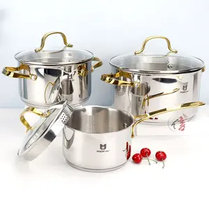 Grosir panci masak, 6 buah peralatan dapur panci memasak casserole panci peralatan masak dan panci peralatan masak stainless steel