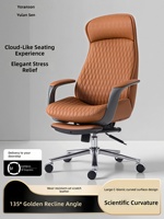Chaise de bureau exécutive ergonomique en cuir, design luxueux, inclinable, pivotante, réglable en hauteur, accoudoirs fixes, base à cinq branches