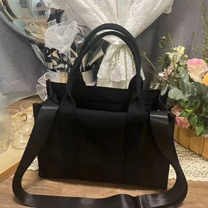 Custom Logo Black Ladies Handbag Cotton Canvas Crossbody <b>Bag</b> Custom logo Tote <b>Bag</b> for Women - Product Image 2