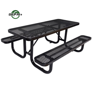 Set di Mobili da Giardino in Acciaio, <span class=keywords><strong>Tavolo</strong></span> e Panca per Esterni, Arredamento per Caffè all'Aperto, <span class=keywords><strong>Tavolo</strong></span> da Picnic Commerciale in Metallo da 4, 6, 8 Piedi - Product Image 1
