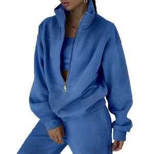 Nouvel <span class=keywords><strong>ensemble</strong></span> de survêtement zippé uni pour femme, collection Printemps 2026, style décontracté et sportif, idéal pour le quotidien, inspiré des tendances transfrontalières européennes et américaines. - Product Image 1