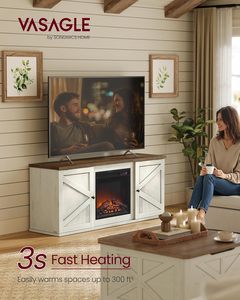 Meuble TV <span class=keywords><strong>VASAGLE</strong></span> style ferme de 65 pouces avec foyer électrique de 18 pouces, <span class=keywords><strong>console</strong></span> multimédia télécommandée pour salon, construction en MDF - Product Image 2