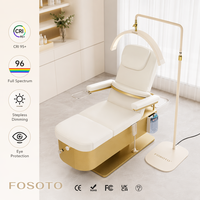 Lámpara de Piso FOSOTO Moderna de Media Luna para Pestañas, 320 LED, 3200-5600K, Regulación Continua, Rotación de 360°, Acero Inoxidable, para Belleza