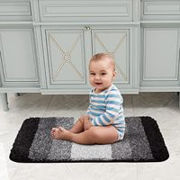 Tapis de bain noir antidérapant pour salle de bain, tapis absorbant l'eau, en microfibre douce et moelleuse, lavable en machine, tapis de douche épais et moelleux