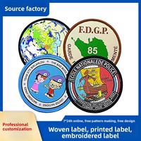 Étiquette tissée personnalisée en polyester à point noué pour col, écusson de vêtement scolaire, poitrine et dos, pour personnalisation de vêtements en usine par broderie