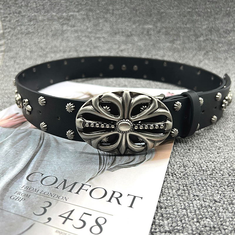 Wholesale Stock High Quality Black Metal Trendy Europe Stud Vegetable Tanned PU Leather Belt Fashion for Men Women Jeans Gift