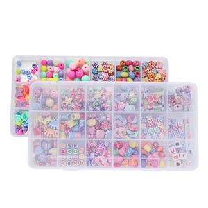 Acrylic Colorful Patterned Large Hole Barrel Beads <b>Box</b> <b>Mixed</b> Shapes For Bracelet Making DIY Jewelry Accessories - Product Image 5