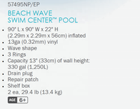 Original Intex 57495 Aufblasbares Familien schwimmbad Oberirdisches STRAND WELLEN SWIM CENTER POOL