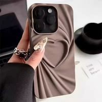 Mode Fold Rides 3D Amour Coeur Téléphone étui pour iphone 13 14 15 Pro Max 16 Plus 11 12 Pro Max Doux Mat Silicone Couverture Complète