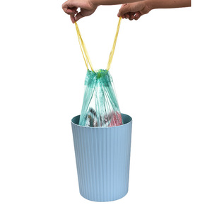 Sacs poubelles à cordon de serrage, grande taille, en plastique noir épaissi avec fermeture à glissière, pour la maison, la cuisine, le dortoir - Product Image 1