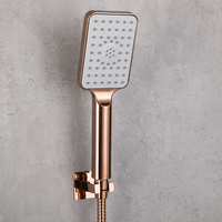 Mitigeur de douche encastré de luxe en laiton poli or rose, mural, carré, avec inverseur 2 voies, pour salle de bain, avec douchette et jet pluie doux