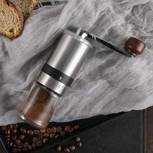 Wholesale Design Cafe Coffee Tools Mini Portable Stainless Steel Body Ceramic Burr Adjustable Manual Coffee Grinder Mill