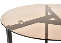 Table basse simple Cetern de salon en verre trempé noir à pieds noirs plaqués