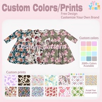 Robe personnalisée imprimée pour bébé fille, robe à manches longues à imprimé floral, robe trapèze pour bébé fille, tenue décontractée pour sorties