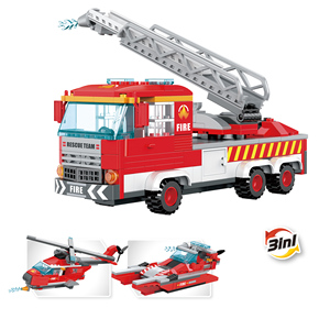 Jouet de construction 3 en <span class=keywords><strong>1</strong></span>, 249 pièces, assemblage DIY, camion de pompiers, jouet éducatif, <span class=keywords><strong>hélicoptère</strong></span> de pompier - Product Image 1