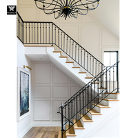 Rampe d'escalier en fer forgé rustique au design minimaliste avec main courante dorée, facile à installer, pour escaliers intérieurs de maisons