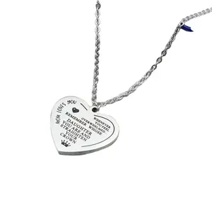 Joycuff Inspirational Anhänger Schmuck personal isierte trend ige Silber Herz benutzer definierte Nachricht Logo Halskette