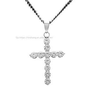 Hip Hop Men's Jewelry Copper Inlaid AAA Zircon <b>Cross</b> Pendant Personalized Versatile Necklace - Product Image 5