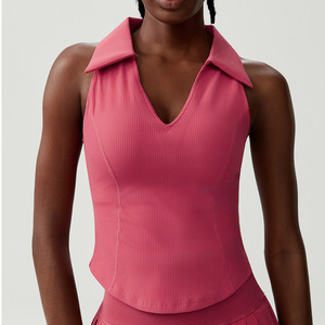 Phụ Nữ Của Thoáng Khí Trọng Lượng Nhẹ V Cổ Crop Tập Thể Dục Tank Top Nhanh Khô Co Giãn Tập Luyện Chạy Yoga Hàng Đầu Với Phía Trước Logo - Product Image 2