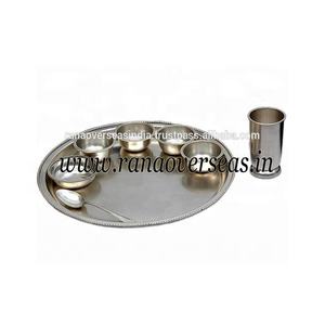 Main Pur Argent Plaqué Laiton Thali Ensemble Pour Hotelware Vaisselle Articles Pour La Maison Et Vaisselle - Product Image 1