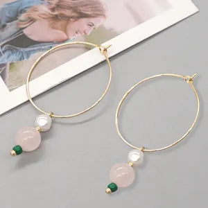 Go2Boho-pendientes de perlas colgantes para mujer, aretes de piedra Natural, aros simples de acero inoxidable, sortija de diferentes orejas, joyería