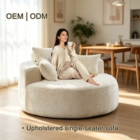 Canapé Chaise Longue Moderne en Tissu Rembourré avec Assise Profonde, Coussin Ergonomique, Dossier Courbé et Accoudoirs pour Salon et Chambre à Coucher