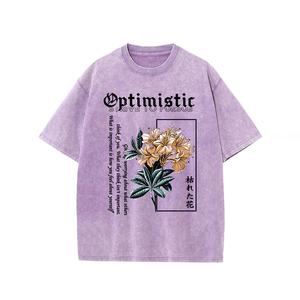 เสื้อยืดผ้าฝ้ายฟอกสีกรดสไตล์วินเทจสำหรับผู้ชายเสื้อยืดฟิตเนสแขนสั้นพิมพ์โลโก้ผ้าฝ้าย100% - Product Image 2