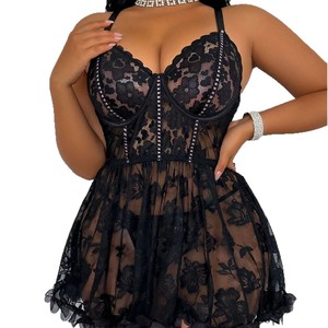 Nuevo Producto, Vestido Sexy y Hermoso sin Tirantes <span class=keywords><strong>con</strong></span> <span class=keywords><strong>Flores</strong></span>, Conjunto de Lencería Sexy de Talla Grande - Product Image 1