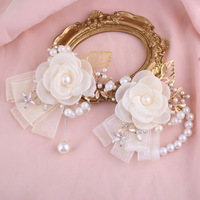 Nouvelles fleurs de poignet en soie blanche pour mariée, décoration de mariage pas chère, fête de mariage, fête prénuptiale, corsage floral pour femme