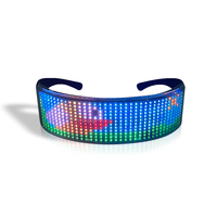 Lunettes lumineuses LED à couleurs changeantes, contrôlables par application Bluetooth, rechargeables par USB, pour fêtes de Noël et autres occasions.