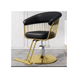 Cadeira de barbeiro hidráulica, cadeira moderna para unhas, cerca de ouro e metal, venda a atacado, 2022