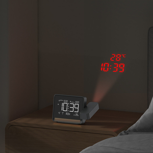 Đồng hồ báo thức kỹ thuật số với ngày, báo lại, đèn nền và máy chiếu tường | bàn và đồng hồ bàn với chiếu thời gian - Product Image 3